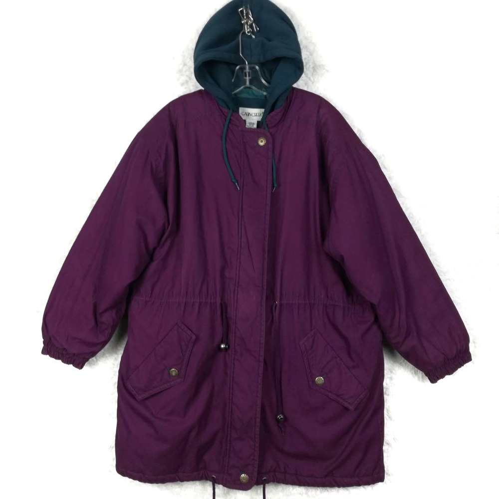 Cabin Creek Womens Jacket Parka Anorak Purple Teal Winter Hooded Zip Up L